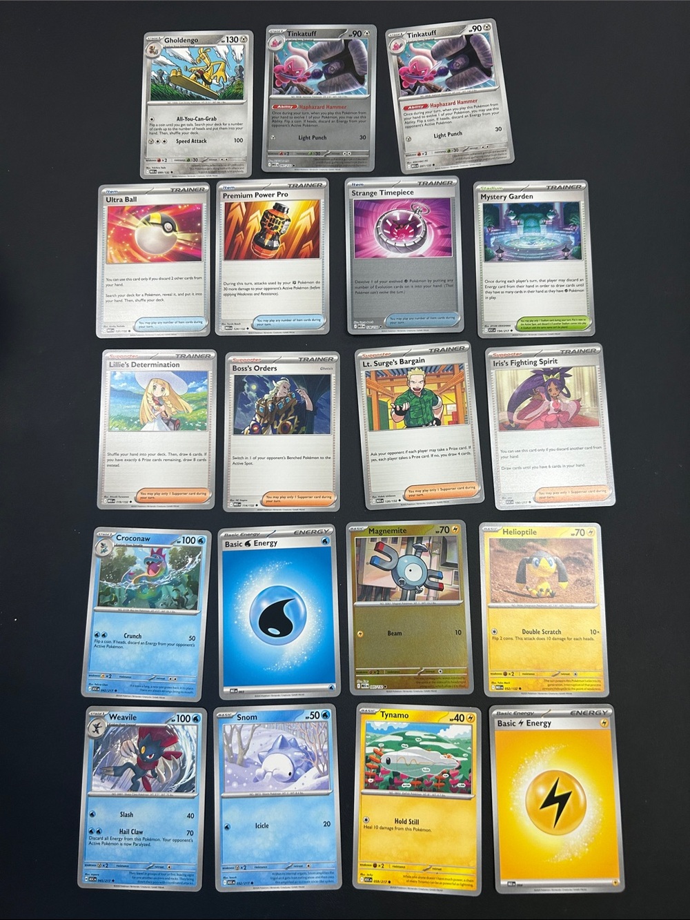 Pokemon Trading Cards - Blue, Yellow, White, Purple, Green, Black